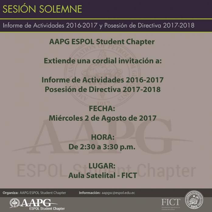 Posesión de nueva directiva del AAPG ESPOL Student Chapter