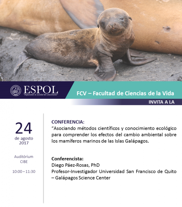 Conferencia: Asociando métodos científicos y conocimiento ecológico para comprender los efectos del cambio ambiental sobre los mamíferos marinos de las Islas Galápagos