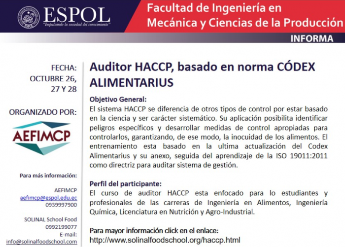 Curso Auditor HACCP