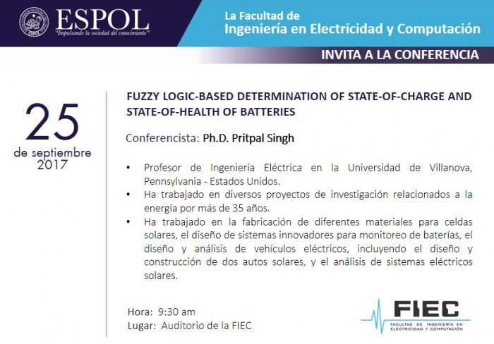 Conferencia: Fuzzy Logic-Based Determination of State-of-Charge and State-of-Health of Batteries