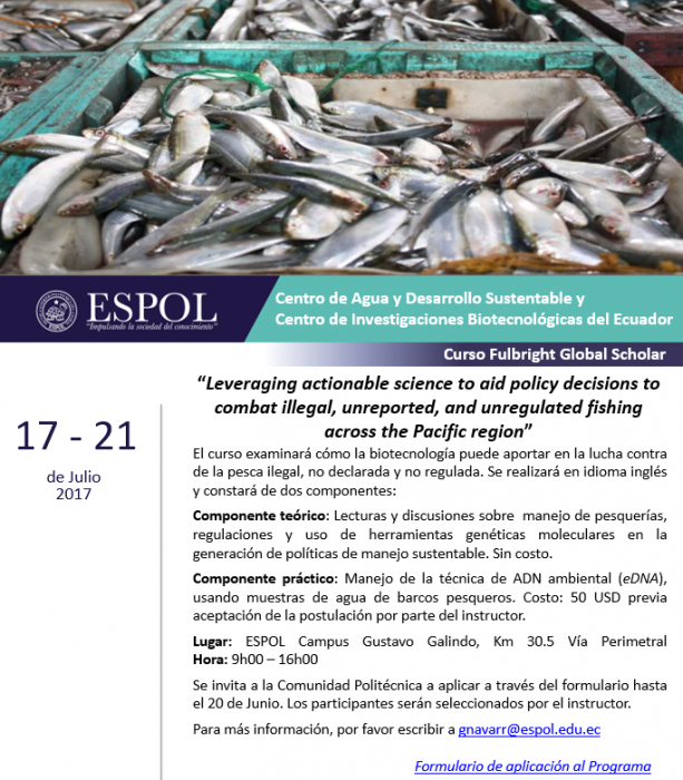 Curso: "liveraging actionable science to aid policy decisions to combat illegal, unreported and unregulated fishing across the Pacific Region"