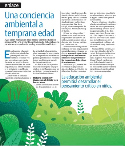 UNA CONCIENCIA AMBIENTAL A TEMPRANA EDAD