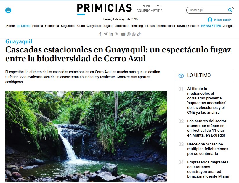 Cascadas estacionales en Guayaquil: un espectáculo fugaz entre la biodiversidad de Cerro Azul