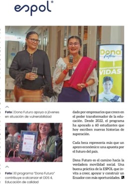 DONA FUTURO: UNA BUENA PRÁCTICA DE LA ESPOL QUE TRANSFORMA VIDAS Y COMUNIDADES