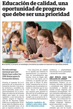 Educación de calidad, una oportunidad de progreso que debe ser una prioridad