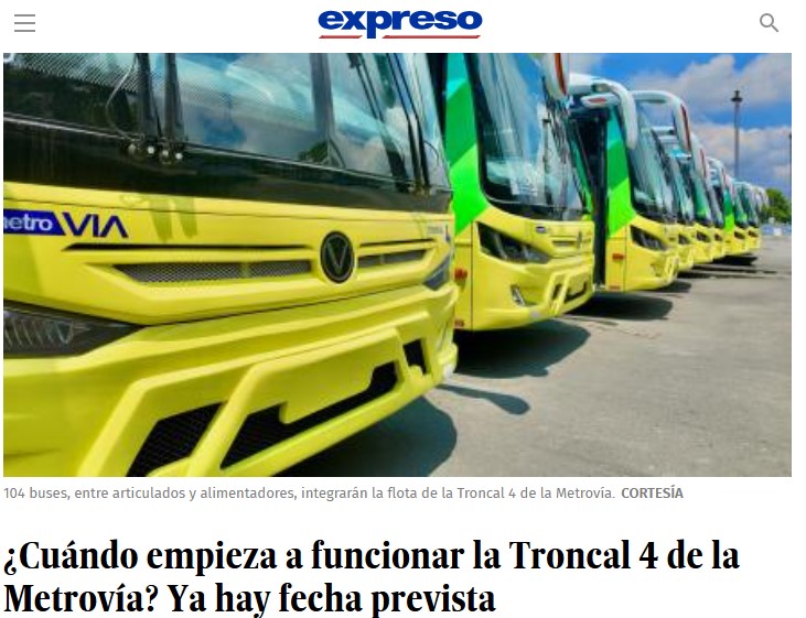 ¿CUÁNDO EMPIEZA A FUNCIONAR LA TRONCAL 4 DE LA METROVÍA? YA HAY FECHA PREVISTA