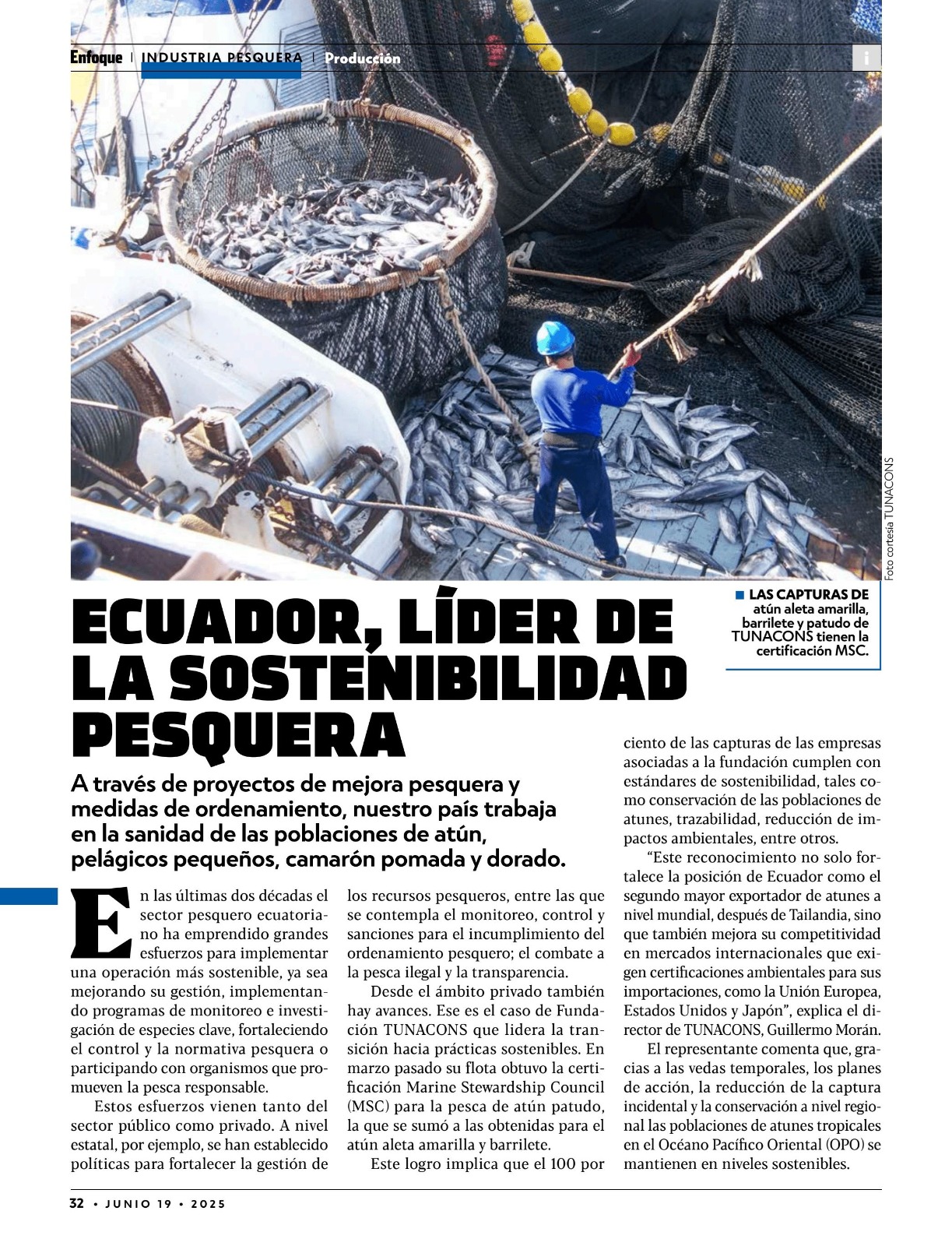 Ecuador, líder de la sostenibilidad pesquera