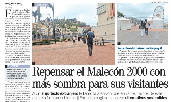 Repensar el Malecón 2000 con más sombra para sus visitantes