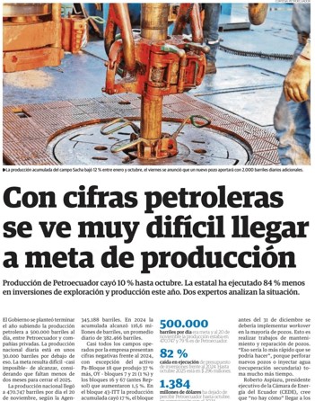 Con cifras petroleras se ve muy difícil llegar a meta de producción