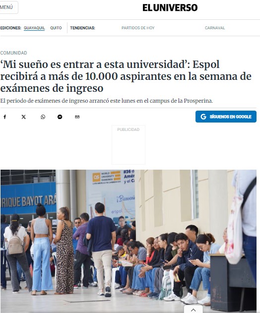 Mi sueño es entrar a esta universidad: Espol recibirá a más de 10.000 aspirantes en la semana de exámenes de ingreso