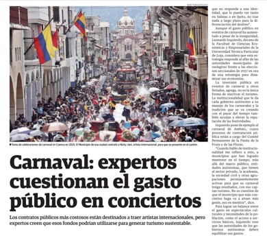 CARNAVAL: EXPERTOS CUESTIONAN EL GASTO PÚBLICO EN CONCIERTOS