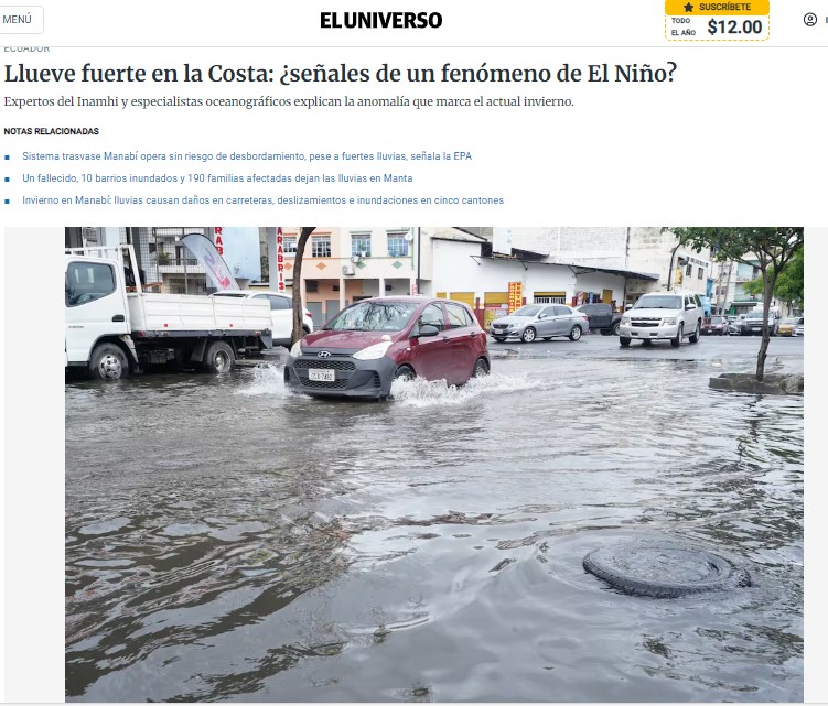 LLUEVE FUERTE EN LA COSTA: ¿SEÑALES DE UN FENÓMENO DE EL NIÑO?
