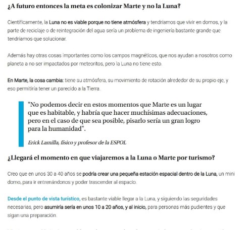 LLEGAR A LA LUNA FUE UNA PREPARACIÓN PARA MARTE, DICE FÍSICO ECUATORIANO SOBRE MISIÓN ARTEMIS II