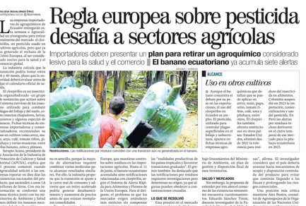 REGLA EUROPEA SOBRE PESTICIDA DESAFÍA A SECTORES AGRÍCOLAS