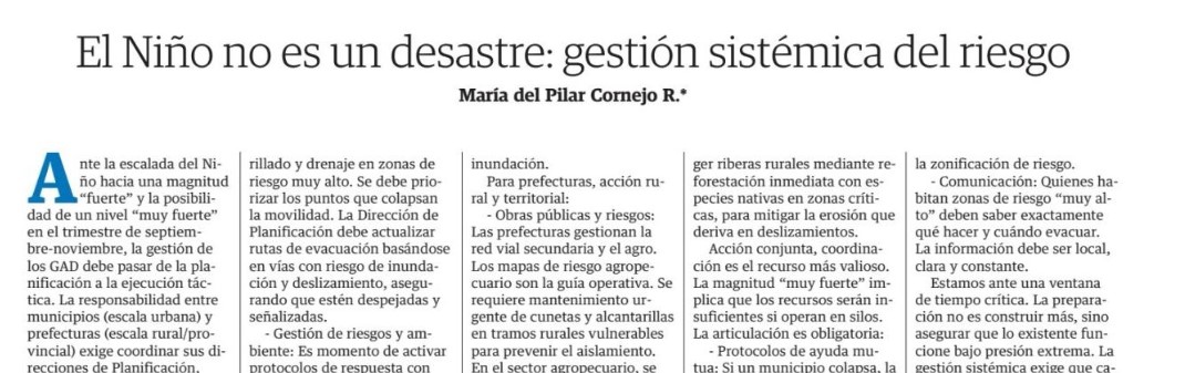 El niño no es un desastre: gestión sistémica del riesgo 