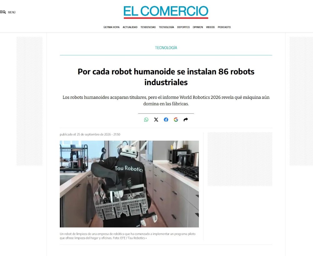 POR CADA ROBOT HUMANOIDE SE INSTALAN 86 ROBOTS INDUSTRIALES