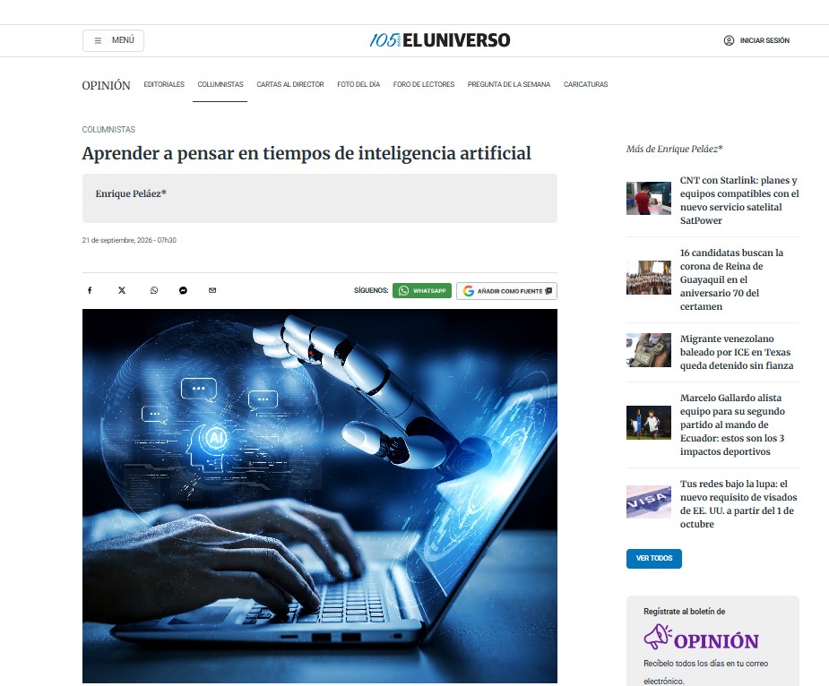 APRENDER A PENSAR EN TIEMPOS DE INTELIGENCIA ARTIFICIAL
