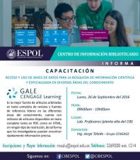 Capacitación: Acceso y uso de bases de datos para la búsqueda de información científica y especializada en diversas áreas del conocimiento