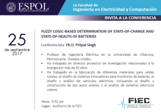Conferencia: Fuzzy Logic-Based Determination of State-of-Charge and State-of-Health of Batteries