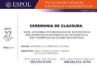 Ceremonia de clausura de Olimpiadas Matemáticas