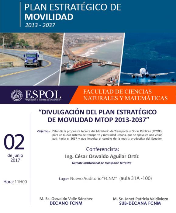 Conferencia: Divulgación del Plan Estratégico de Movilidad MTOP 2013-2037