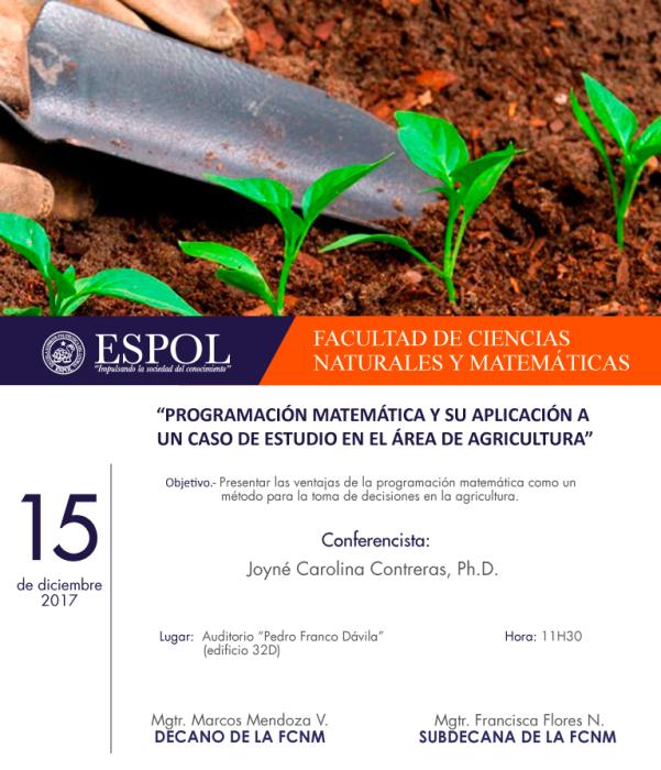 Conferencia: Programación matemática y su aplicación a un caso de estudio en el área de agricultura