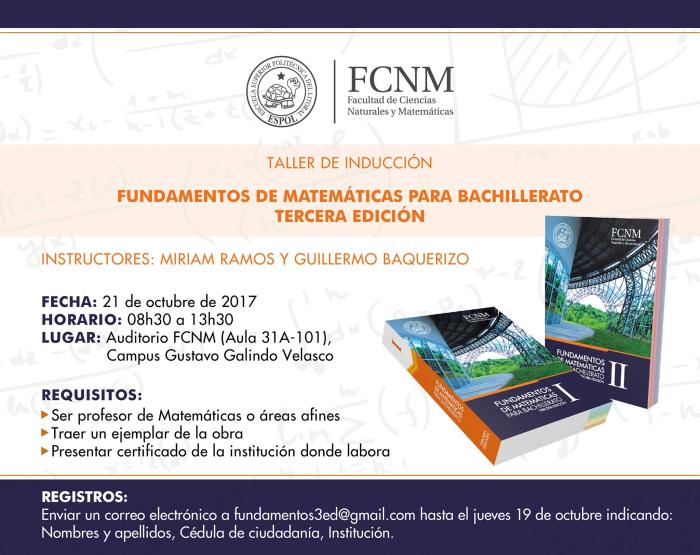 Taller de Inducción para el uso de la obra "Fundamentos de matemáticas para bachillerato"