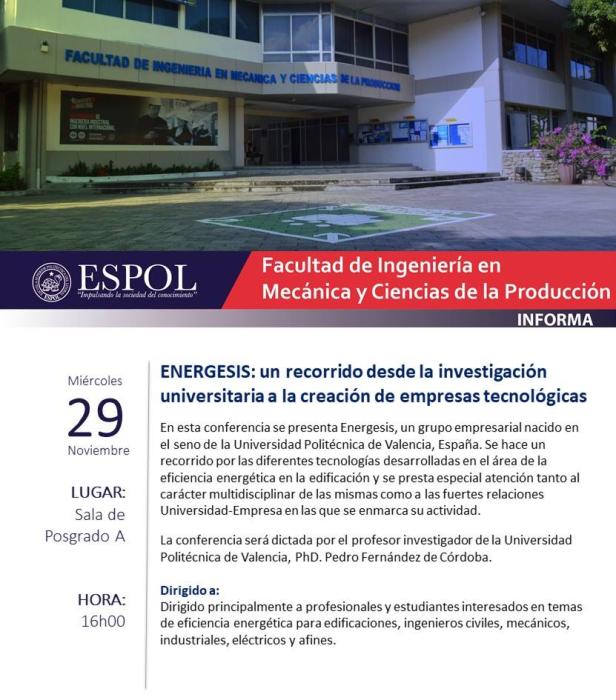 Conferencia: Energesis, un recorrido desde la investigación universitaria a la creación de empresas tecnológicas