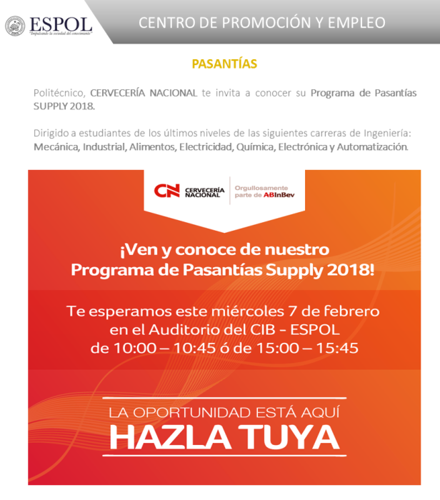 Difusión del Programa de Pasantías SUPPLY 2018