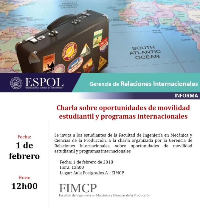 Charla sobre oportunidades de movilidad estudiantil y programas internacionales