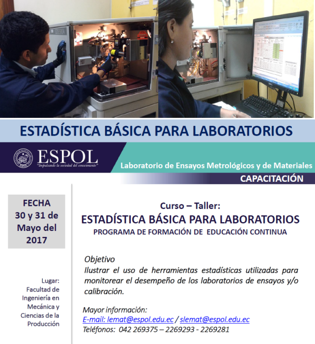 CURSO TALLER DE ESTADÍSTICA BÁSICA PARA LABORATORIOS