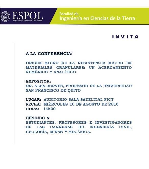 Conferencia: Origen micro de la resistencia macro en materiales granulares, un acercamiento numérico y analítico