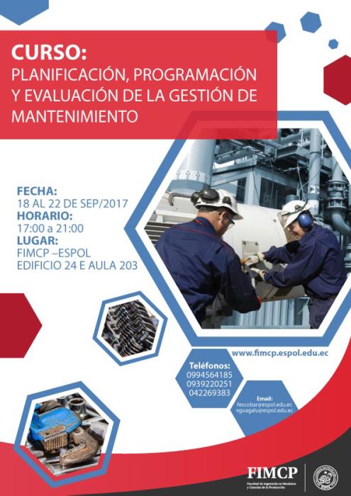 Curso: Planificación, programación y evaluación de la gestión de mantenimiento