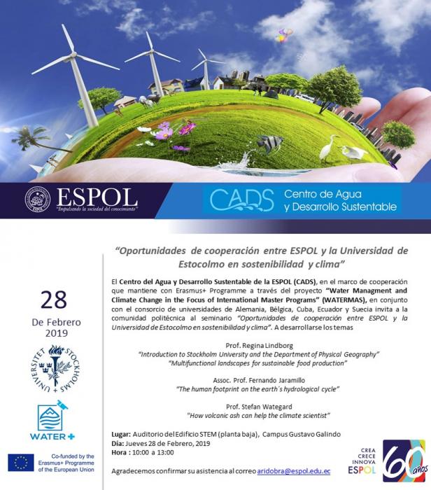Seminario: Oportunidades de cooperación entre ESPOL y la Universidad de Estocolmo en sostenibilidad y clima