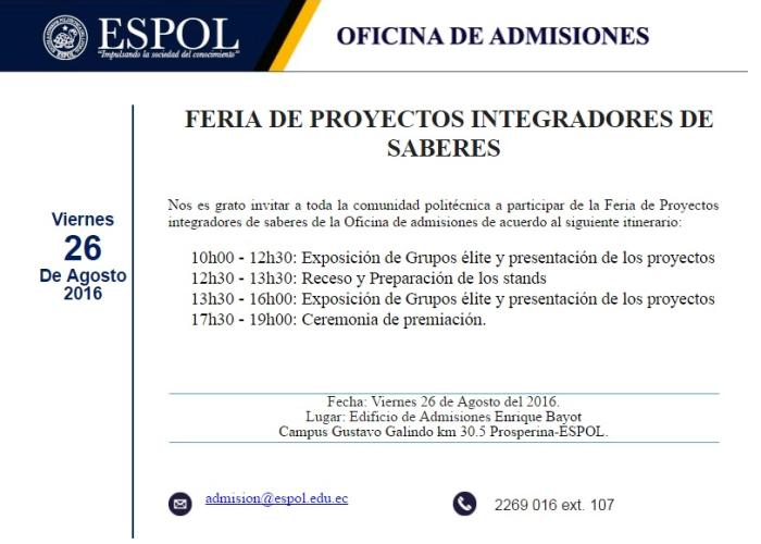 FERIA DE PROYECTOS INTEGRADORES DE SABERESFERIA DE PROYECTOS INTEGRADORES DE SABERES