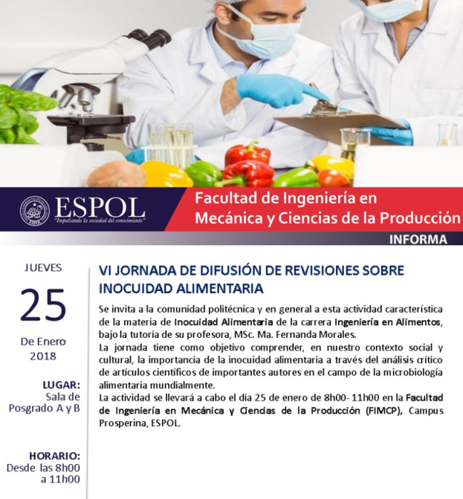 VI Jornada de difusión de revisiones sobre inocuidad alimentaria