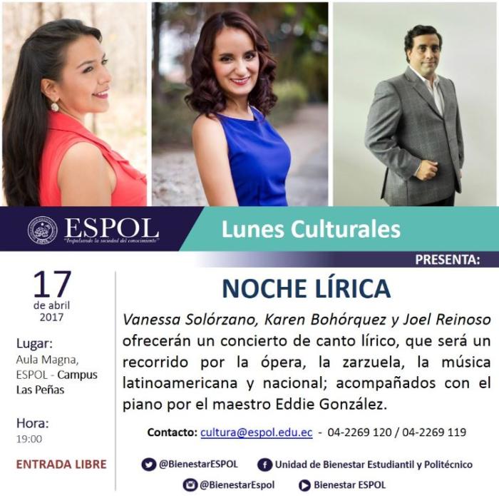 LUNES CULTURALES PRESENTA NOCHE LÍRICA