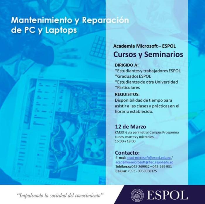 Curso: mantenimiento y reparación de PC y laptops