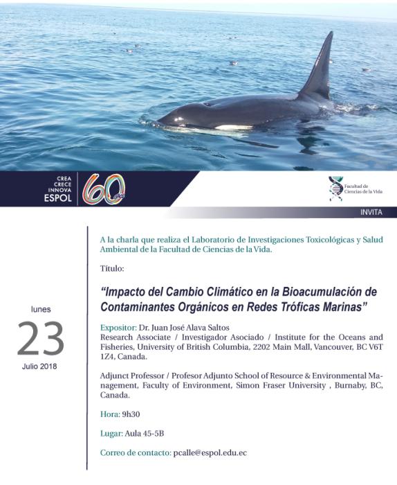 Charla: impacto del cambio climático en la bioacumulación de contaminantes orgánicos en redes tróficas marinas