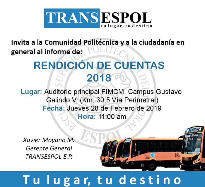 Rendición de cuentas 2018 de la empresa pública TransESPOL