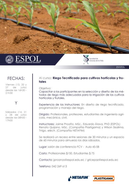 Curso: Riego tecnificado para cultivos hortícolas y frutales