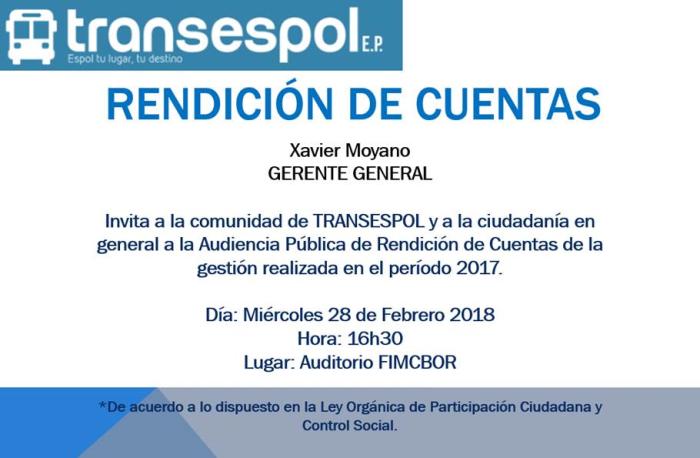 Rendición de cuentas de Transespol E.P.