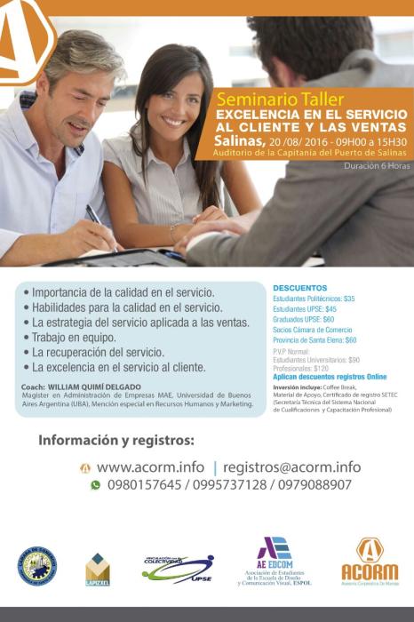 Seminario Taller- 'Excelencia en el servicio al cliente y las ventas'