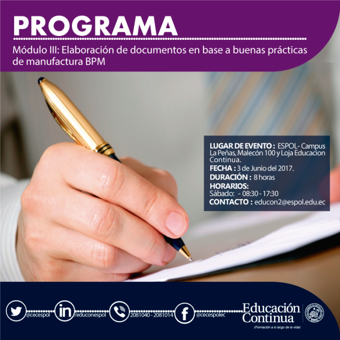 Elaboración de Documentos en Base a Buenas Prácticas de Manufactura BPM