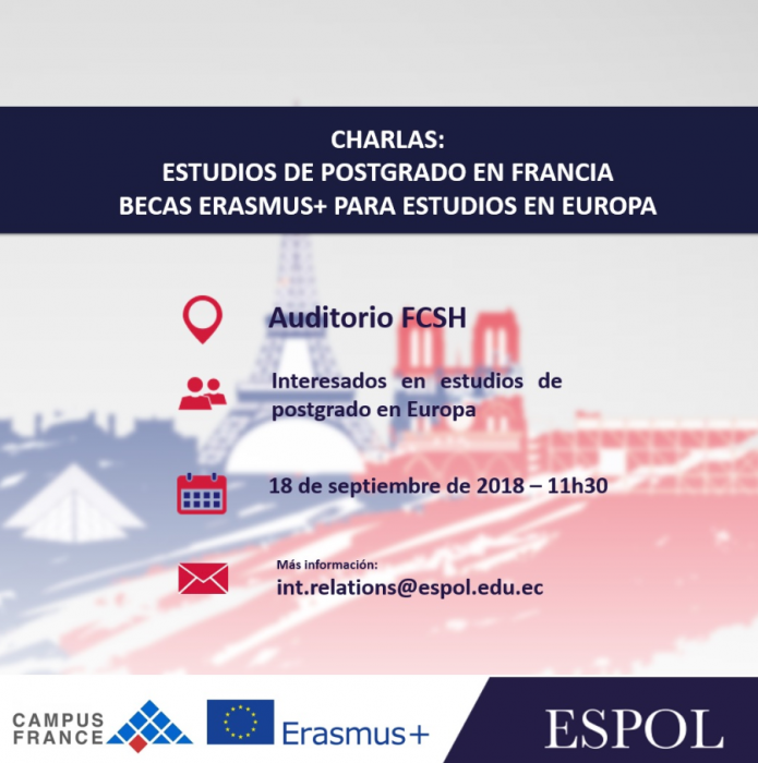 Charla: Estudios de postgrados en Francia - Becas Erasmus+ para estudios en Europa