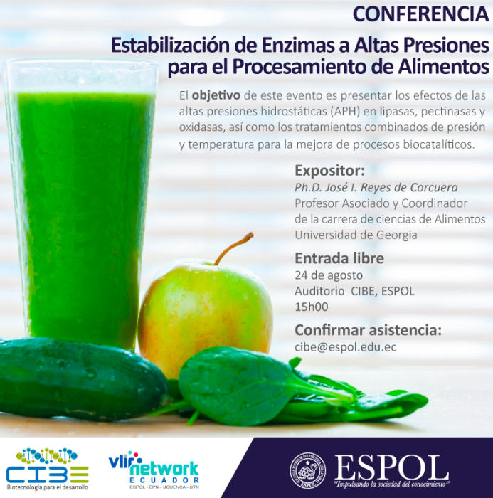 Conferencia: Estabilización de enzimas a altas presiones para el procesamiento de alimentos