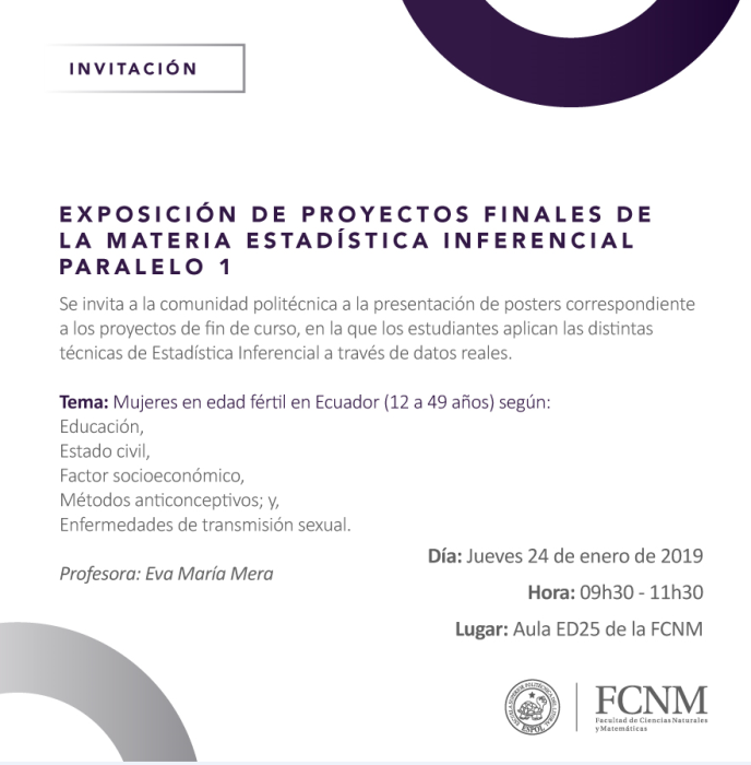 Exposición de proyectos finales de la materia Estadística Inferencial, paralelo 1