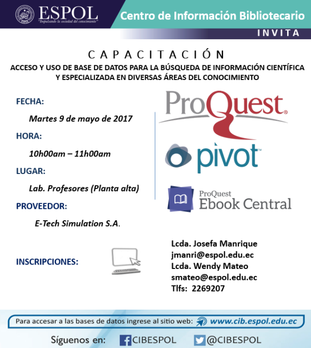 Capacitación: Acceso y Uso de Bases de Datos para la Búsqueda de Información Científica y Especializada en Diversas Áreas del Conocimiento