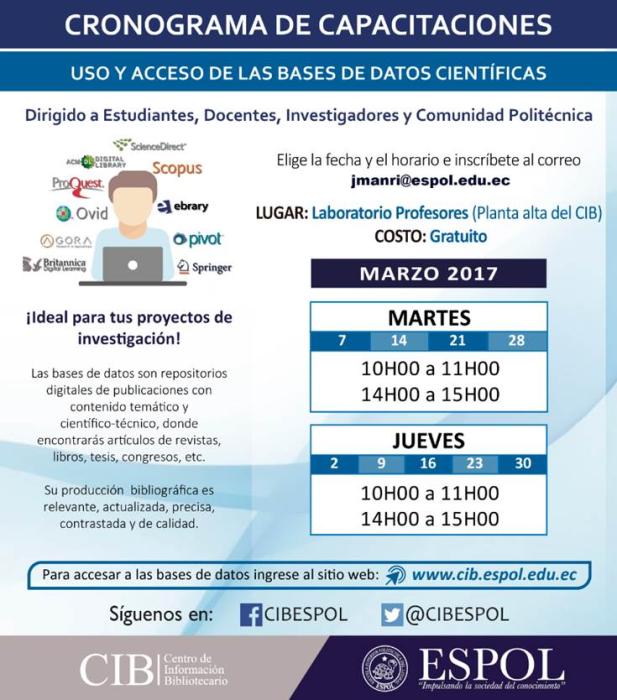 Capacitaciones uso y acceso de las bases de datos científicas