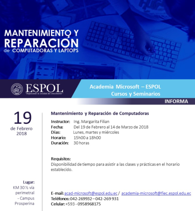 Curso: mantenimiento y reparación de computadoras